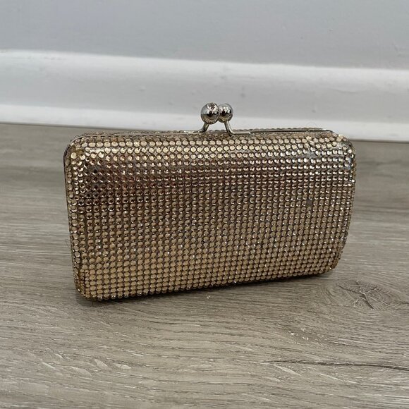Gold Shiny Small Clutch/Crossbody Bag - Picture 3 of 11